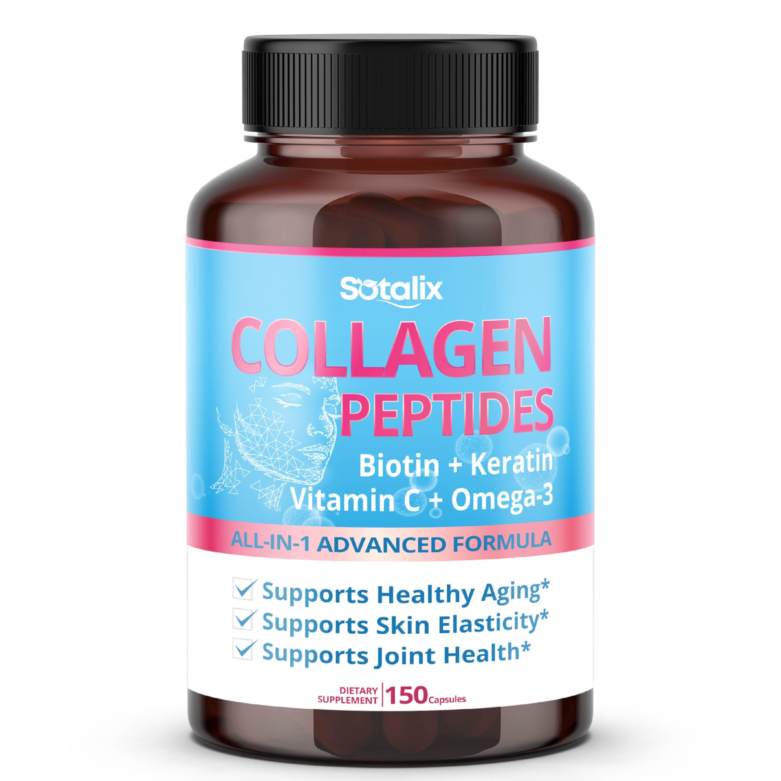 Collagen Peptides with Biotin + Keratin, Vitamin C + Omega 3