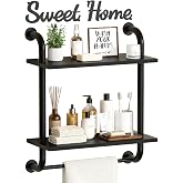 Tinpin Bathroom Shelves Wall Mounted, Rustic Farmhouse Pipe Shelves, Wall Shelves 2-Tier, Industrial Pipe Shelving, Floating 