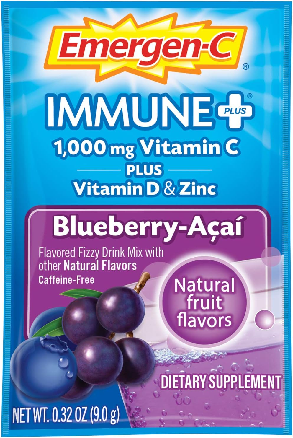 EmergenC Immune+ Vitamin C 1000mg Powder, Plus Vitamin D And Zinc (30