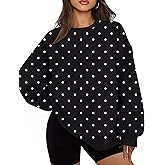 calbatic Women Polka Dot Sweatshirt Oversized Graphic Crewneck Long Sleeve Fleece Pullover Y2K Casual Hoodies