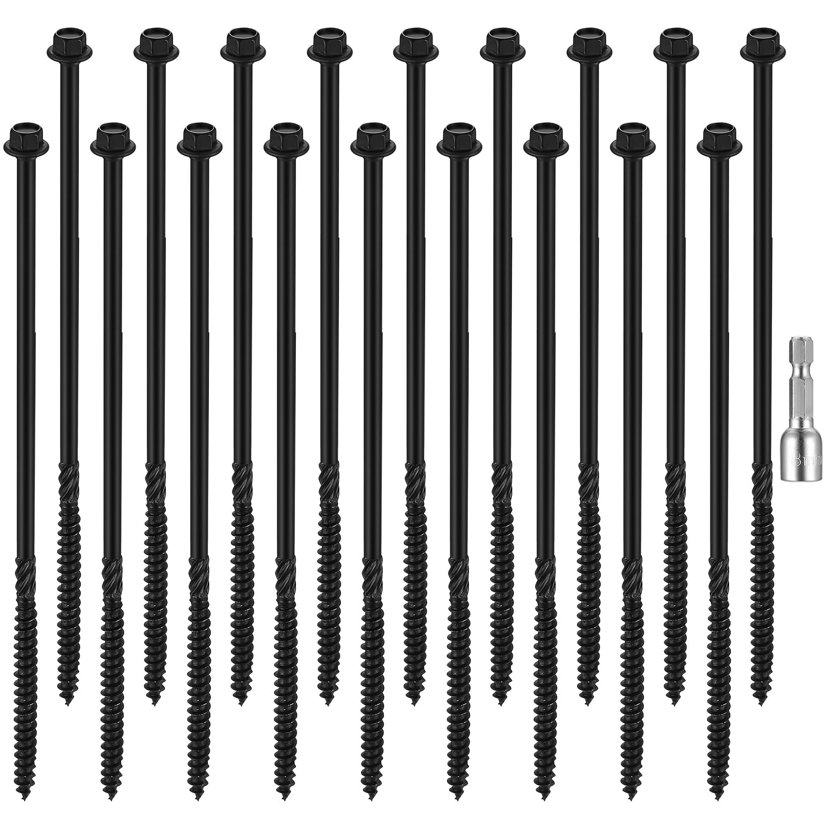 18 Pcs Timber Screws, 6.7 x 200mm Timber Fixing Screws, Hex Head, Coach Screws, Hex Washer Head for Wood for Outdoor Timber Wood Frame Construction (6.7 x 200mm)