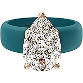 Rinfit Silicone Ring with Stone - Pear Cut Cubic Zirconia Solitaire Engagement Ring for Women - Rubber Wedding Bands - Patent Pending