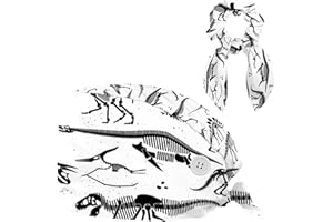 FVQL Surgical Cap with Hair Scrunchy, Bouffant Cap with Sweatband, Dinosaurs Skeleton, Reusable Scrub Hat