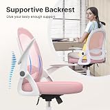 nasPaluro Pink Ergonomic Office Chair Mesh Back Flip Armrests Lumbar Support view 5