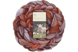 DICHA Fine Merino Wool Roving – Hand-Dyed in Stunning Color Blends for Needle Felting, Wet Felting, Spinning, and Weaving – Soft Combed Top Fiber – 5oz – Autumn Chestnut