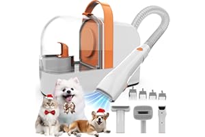 ubrobo Dog Grooming Vacuum, Dog Grooming Kit with Pet Clippers, 12,000Pa Pet Hair Vacuum for Dogs, Low Noise Home Cleaning Tool in 1, PG10