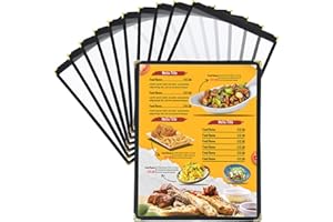 FLK Tech Menu Covers Restaurant Menu Holders 8.5" x 11" | 10PCS Transparent Menu Holders Restaurant Menu Covers Plastic Menu 