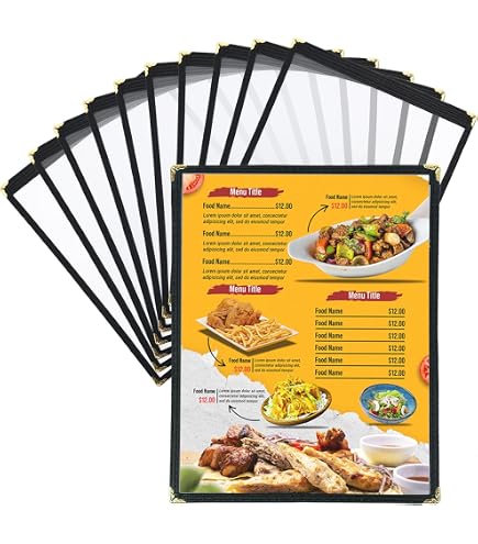 Lot de 10 couvertures de menu - Une seule page, 2 vues, pour papier de Lot de 10 couvertures de menu - Une seule page, 2 vues, pour papier de