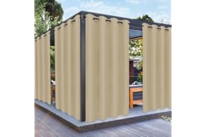 PureFit Outdoor Curtains for Patio Waterproof Weatherproof, UV Resistant Outside Curtains for Gazebo, Front Porch, Pergola, S