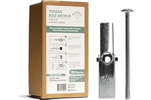 Mortice and Tenon Toggle Anchor Bolts - 3/16" x 3" Drywall Anchors for Hanging Pictures, Shelves, Tv Mount & More - Strong, Easy to Install Picture Hanging Kit | Includes 20 Screws & 20 Anchors
