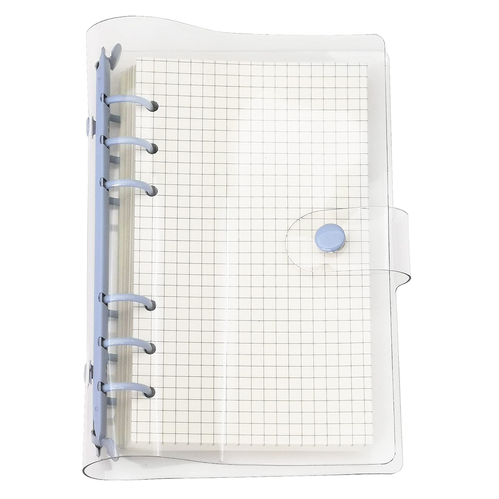 A6 A5 6-Holes Colorful PVC Cover Round Ring View Binder with Snap Button Closure File Folder (Air Blue, A6 Mini Set)