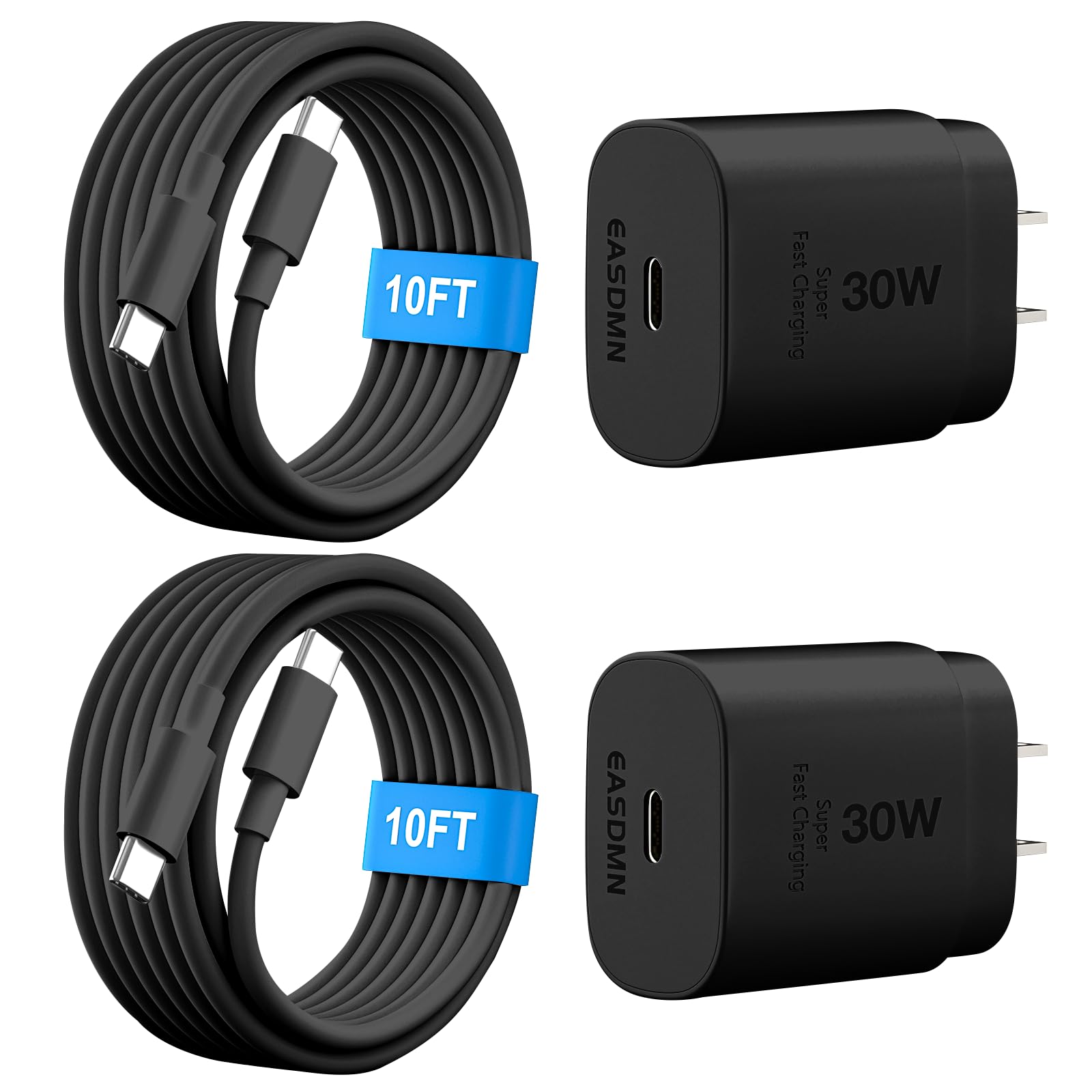 30W USB C i Phone 17 16 15 Charger Fast Charging, 2PACK Wall Charger for iPhone 16 15 Pro Max Charger Cord 10FT Fast Type C Block for iPhone 17 Pro Max/17 Air/16/15 Plus/15 Pro Max,i Pad Pro, Black