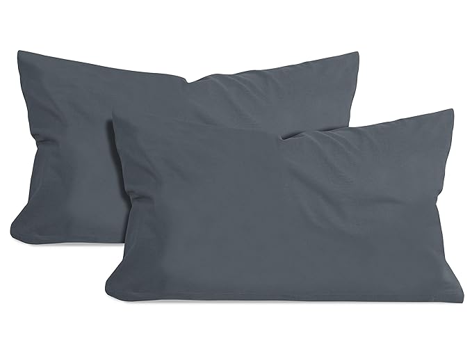 npluseins 2er Pack Baumwoll Kissenbezug - Jersey - viele Farben 1331.1812, ca. 40 x 60 cm, anthrazit