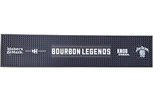 HOMIEBUDS Bourbon Legends Bar Mat Spill Rail Officially Licensed Mat - 23.5" x 5.0" - Maker's Mark, Basil Hayden, Knob Creek, Jim Beam