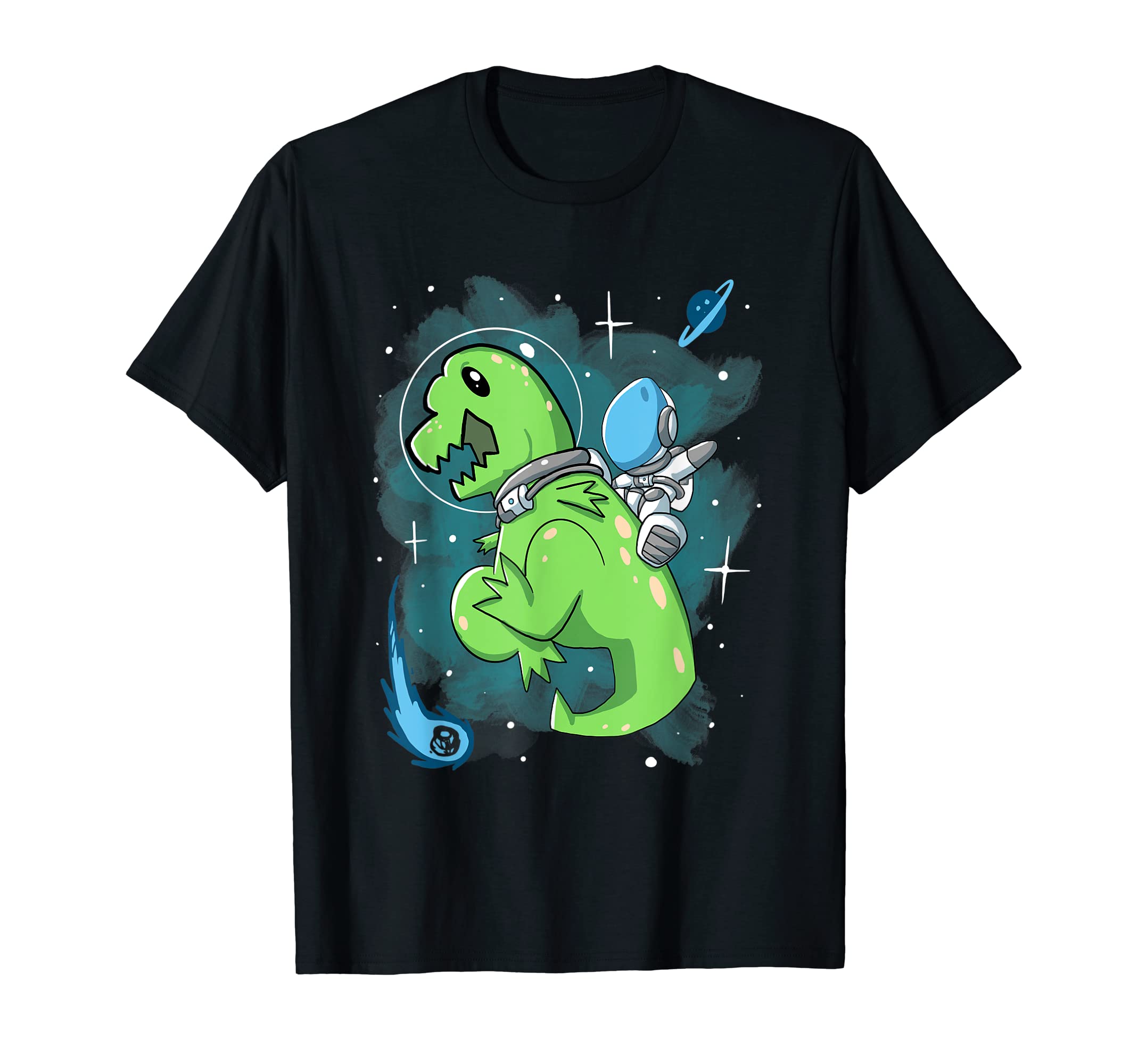 Astronaut Riding T-Rex Dinosaur Astronomy Space T-Shirt