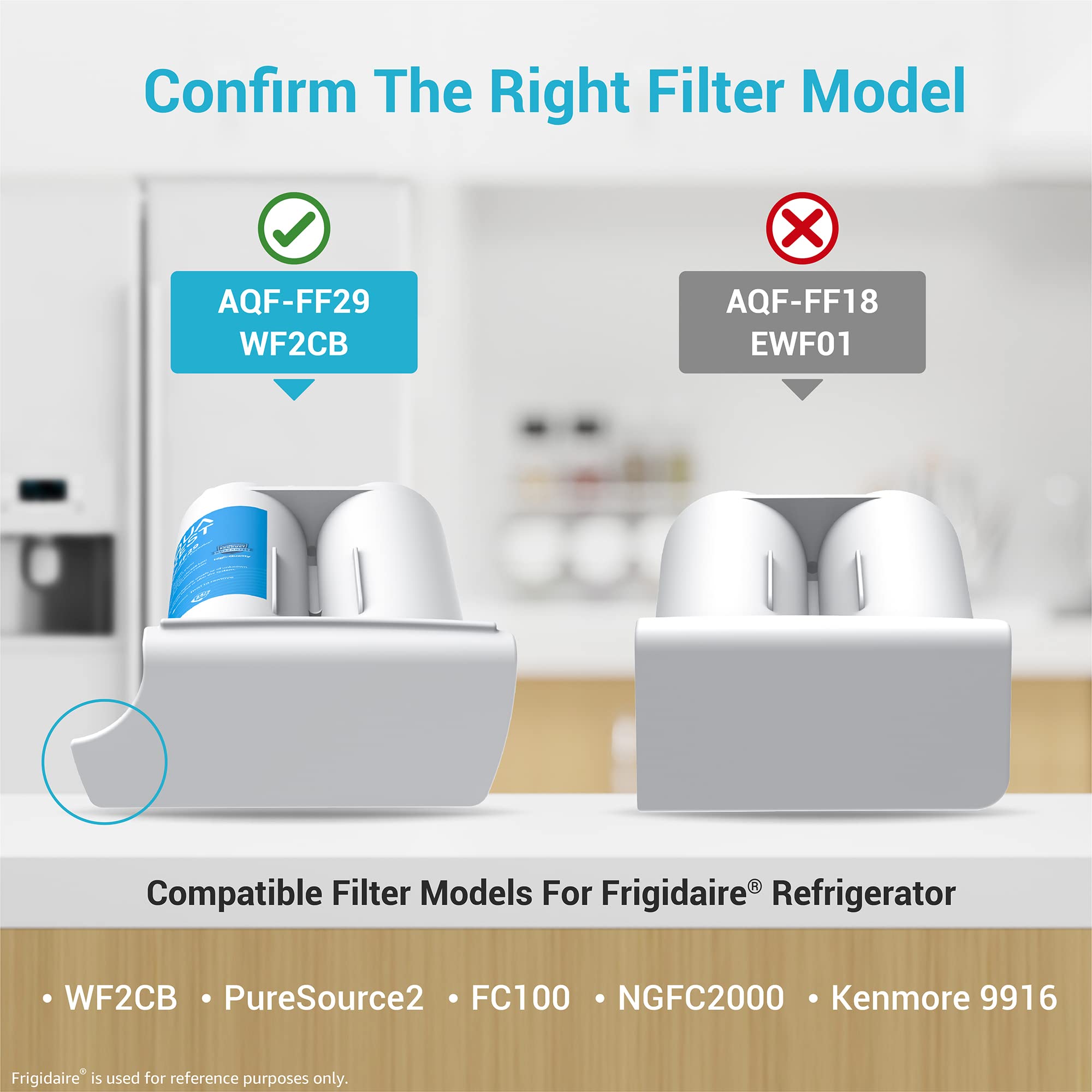 AQUA CREST Replacement for Frigidaire® & Electrolux® WF2CB®, PureSource2®, FC100, NGFC 2000, 9916, 469916, 469911, EWF2CBPA® Refrigerator Water Filter, 1 Filter