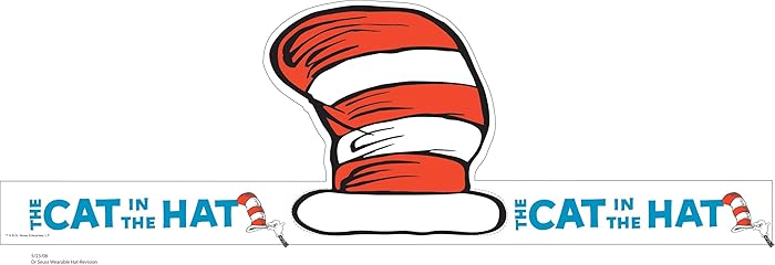 Eureka Dr. Seuss Back to School Cat In The Hat Adjustable Classroom Party Hat, 32 pcs