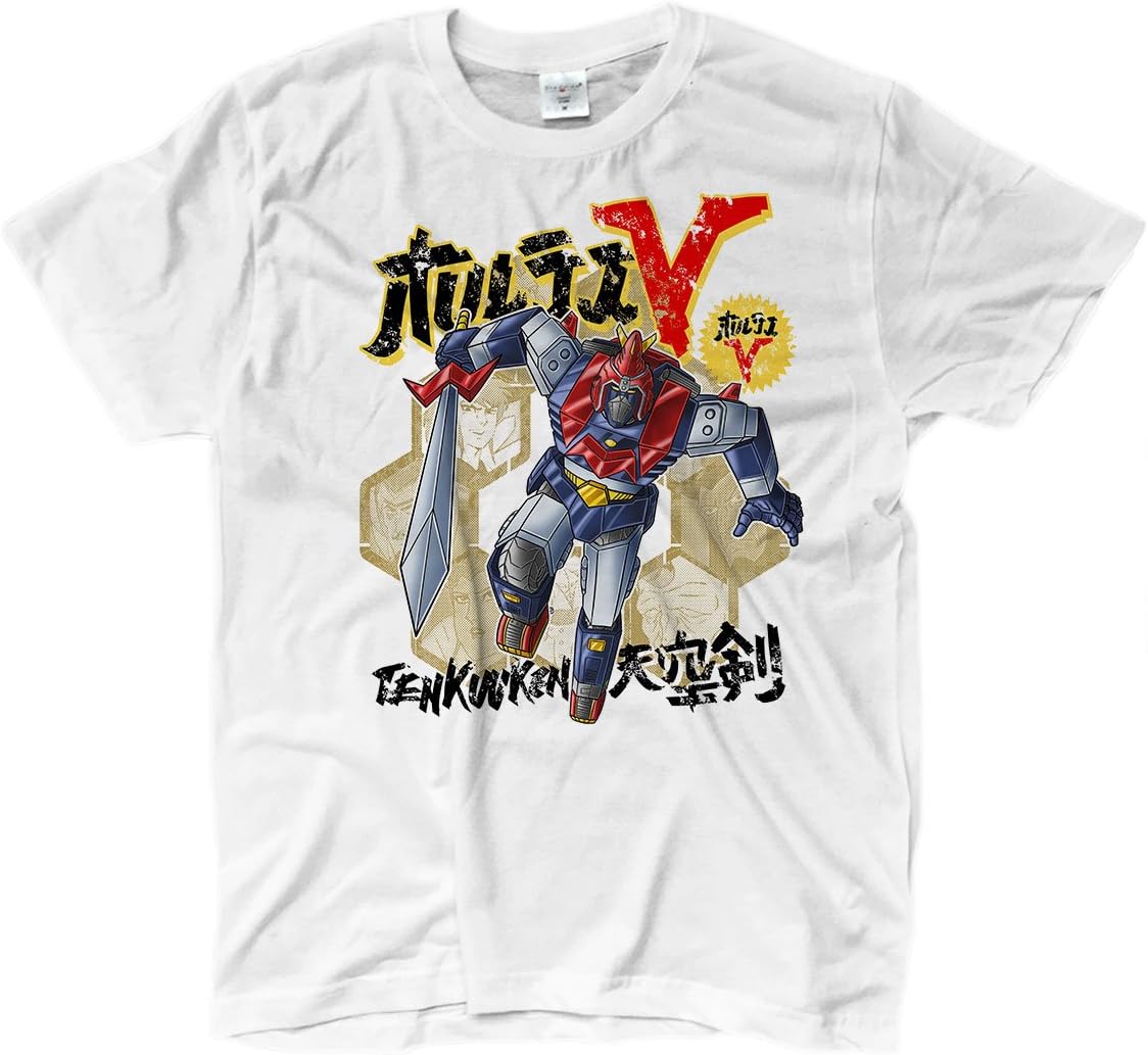 T-shirt man Vultus V Voltes Combattler super machine white 1_L