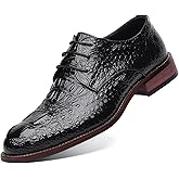 Men's Alligator Lace Up Dress Shoes Men's Crocodile Print Round Toe Oxford Shoes,Classical Business Formal Derby Shoes for Men