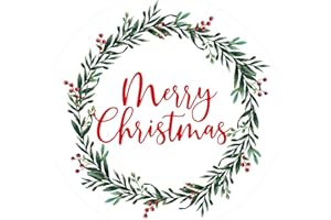 PAIVSUN 120Pcs Christmas Stickers Decorations, Merry Christmas Self-Adhesive Labels, Gift Stickers Tags Label Decal for Envelopes Craft Card Seal Gifts Candy Bags Party Decor Supplies(Wreath)