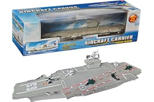 OTONOPI 18.5 Inch Aircraft Carrier Battleship Army Toys with 6 Warships Fighter Jets Warplanes Helicopter, Military Aircraft Carrier Model Ships for Kids Boys Girls