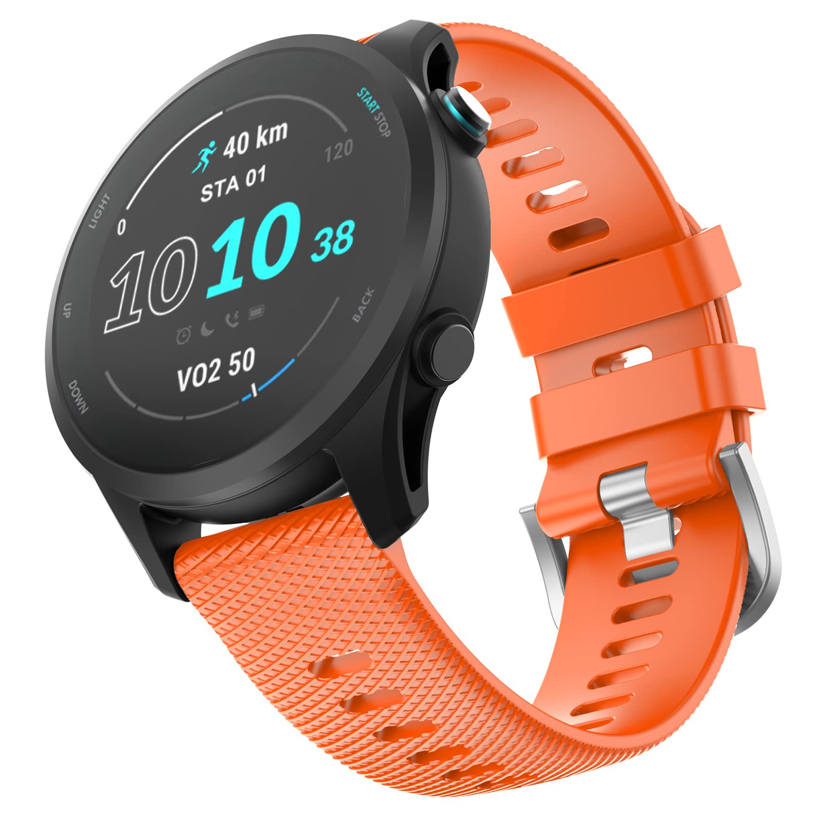 OVERSTEP Forerunner 255 Strap/255 Music Strap, 22mm Replacement Strap Soft Silicone for Garmin Venu 2/Vivoactive 4, orange