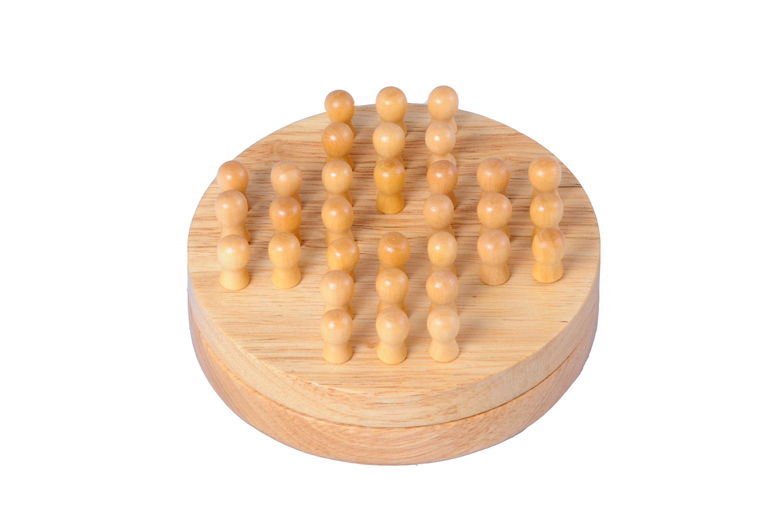 Engelhart - All-Round Wooden Travel Solitaire Game - 4.7 Inch Diameter Compact Portable Solitaire Set
