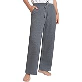 Weintee Women's Petite Wide Leg Fleece Sweatpants with Pockets