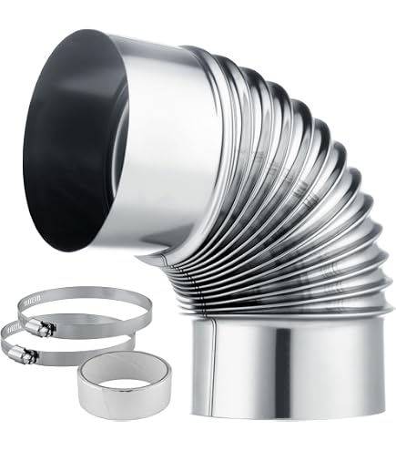 TOP-VIGOR 4 Inch 90 Degree Dryer Vent Elbow – Galvanized Steel Adjustable HVAC Connector, 3.86" Diameter, 7.09" Height – For Exhaust Duct, Dryer Vent Pipes, And Tight Spaces