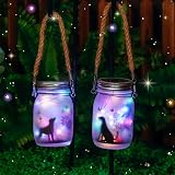 MLOQI 2 Pack Solar Hanging Lanterns Outdoor Dog Silhouette Garden Lights view 3