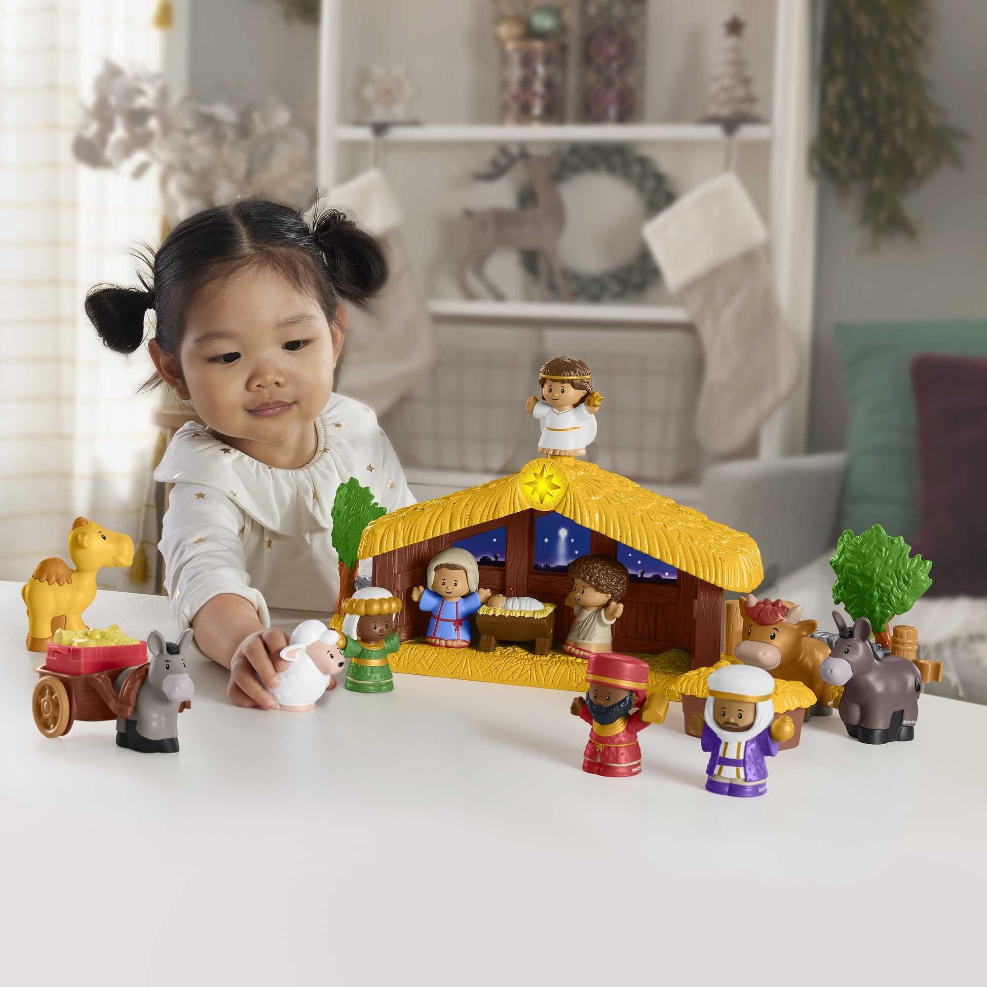 Fisher-Price Little People Toddler Toy Nativity Set with Music Lights & 18 Pieces for Christmas Pretend Play Kids Ages 1+ Years​