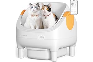Thereye Self Cleaning Cat Litter Box, Open-Top Automatic Litter Box with Smart App and Safety Sensors, Large Auto Litter Box for Multiple Cats, 10L Waste Bin with Odor Control, Includes Trash Bag