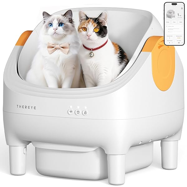 THEREYE SELF CLEANING CAT LITTER BOX, OPEN-TOP AUTOMATIC...