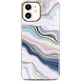 JIAXIUFEN Sparkle Gold Glitter Marble Case Compatible with iPhone 12/12 Pro Case Hard Back with Soft TPU Bumper Shockproof Phone Case for iPhone 12/12 Pro 6.1" 2020 Purple Blue