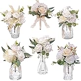 CherishedMoments Set of 6 Assorted Flower Centerpieces Mini Floral Wedding Flowers Set for Fall Wedding Table Centerpieces Decoration, White Bouquets and Home Decor