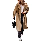 Faleave Women's Notch Lapel Coat Winter Wool Blend Single Breasted Peacoat
