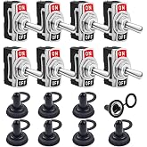 COROTC 8 Pack Toggle Switches, 2 Pin 20A 125V AC/ 15A 250V AC ON Off Switch, SPST Car Rocker Switches with Boot Cap Cover, 12V Heavy Duty Waterproof Toggle Switch
