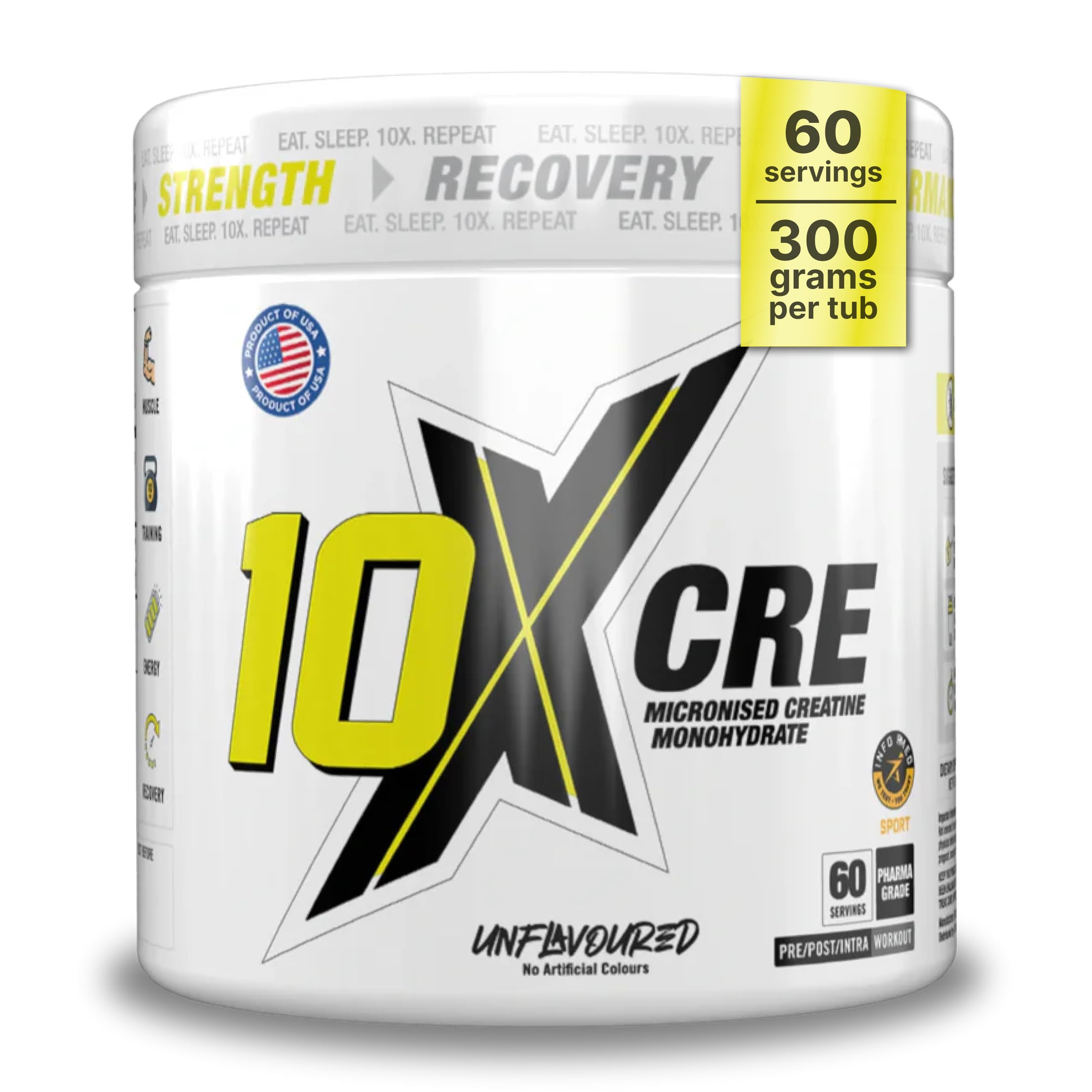 10X Athletic Creatine Unflavoured 300g 60 Servings