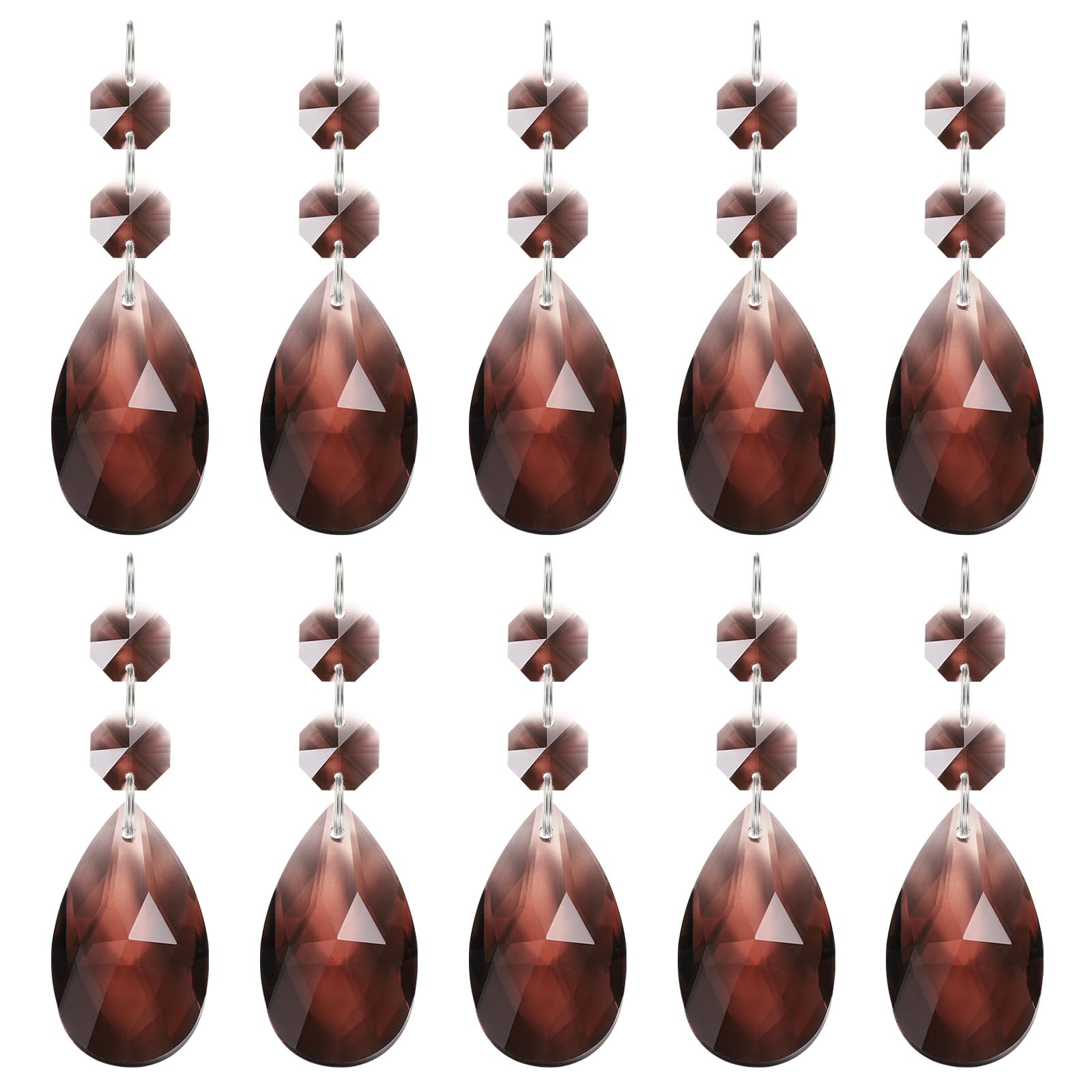 PATIKIL Teardrop Crystal Chandelier Pendants Beads, 10 Pack 85mm Length 38mm Chandelier Prisms Parts Ornaments Hanging Beads for DIY Arts Crafts Decoration, Purple