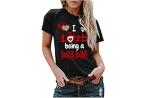 YHIWU Summer Tops for Women Casual Short Sleeve Love Printed T-Shirts Crewneck Loose Comfy Blouse Fashion Tees Basic Tops