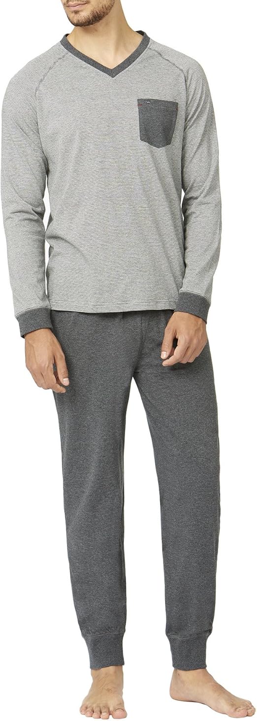 Wolsey Men's Long Sleeve Jersey Pyjama Set (Charcoal) S Amazon.co.uk
