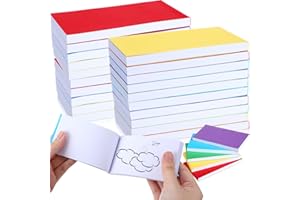 Seajan 20 Pcs Blank Flip Books Bulk 4.5 x 2.5 Inch Flip Book Paper Animation Flipbook Mini Sketch Pad Kit for Students Drawing Sketching Cartoon (Red,Blue,Green,Yellow,Purple)