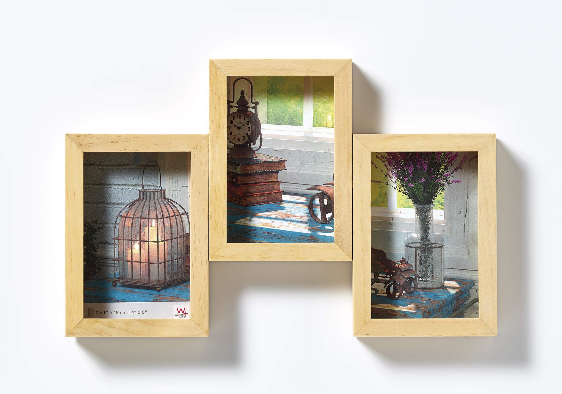 walther design Picture Frame nature 3X 10x15 cm Gallery Frame Rustic SN315H