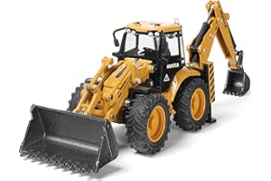 SHINESIGNAL Excavator Backhoe Toys, 1/50 Metal Die-cast Excavator Front Loader Bulldozer Construction Vehicle Model Decoration Gifts for Kids Grandkids Christmas Birthday