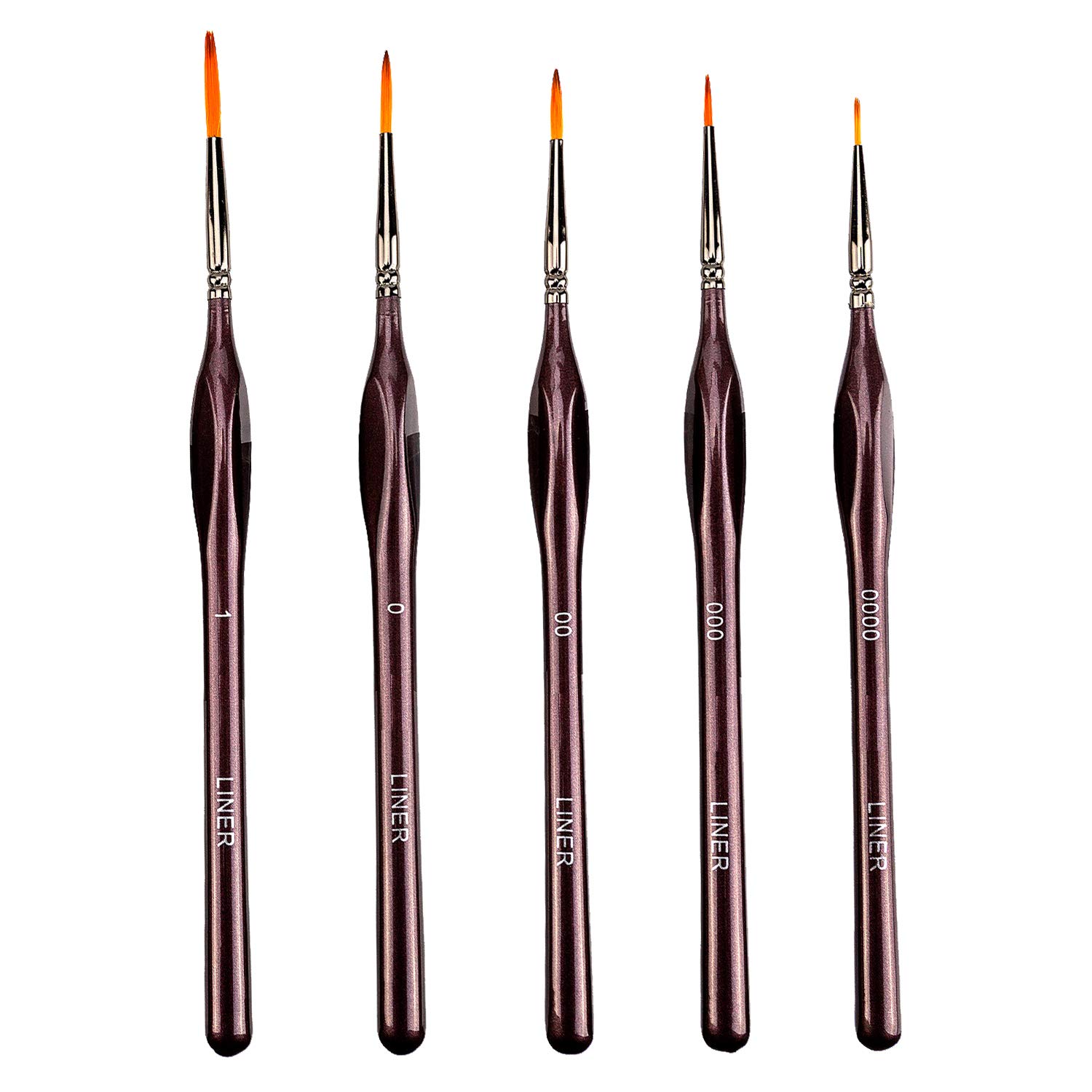 TOYMIS 5 Pieces Fine Detail Paint Brush Miniature Painting Brushes Kit Mini Paints Brush Set for Acrylic, Watercolor, Oil, Face, Nail, Scale Model Painting, Line Drawing(Brown)