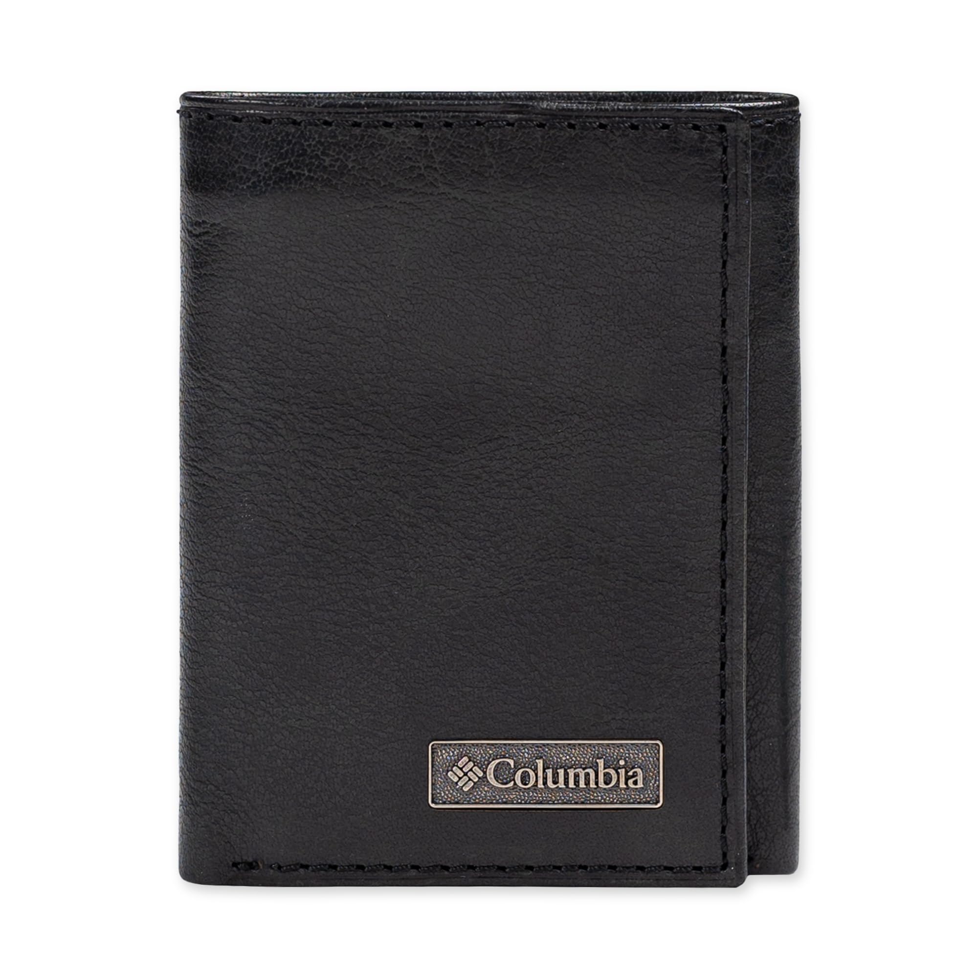 Columbia Men's Leather Trifold Wallet with Interior Zipper, Black, No Size Image