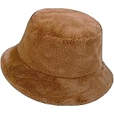NTLWKR Winter Faux Fur Bucket Hat, Fluffy Fuzzy Warm Hats, Plush Fisherman Cap, Furry Puffy Hats for Women