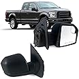 Lqito Right Passenger side Mirror with Power Glass, Outdoor Temperature Sensor and Manual Folding Fits 2015-2020 Ford F150 Without Turn Signal, Non-Heated Replace JL34-17682-BG (5 Pins)