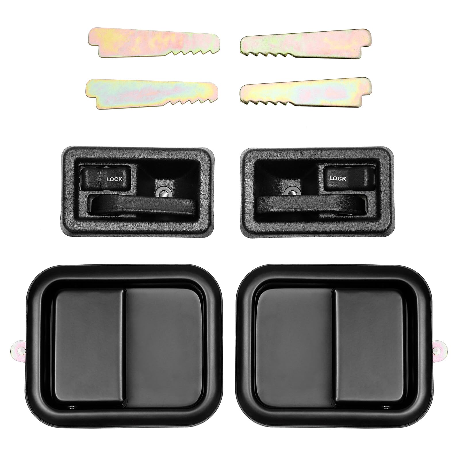 Photo 1 of Door Handle Set, Compatible with 1991-1996 Jeep Wrangler YJ 1997-2006 TJ, Exterior & Interior Left Driver & Right Passenger Side | Replace# 79540 79541 55176383AE 55176382AE 55176477AC 55176476AC