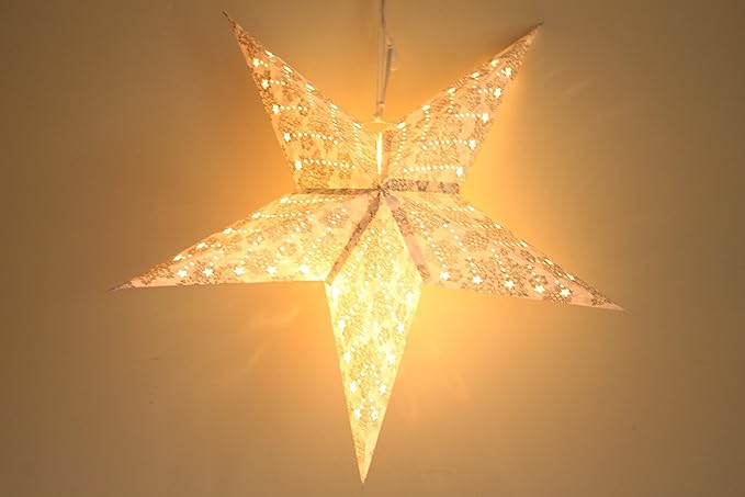 Stella Di Carta Natale.Paralume Di Carta Stella Di Natale Appeso Decorazione Fiocco Di Neve Amazon It Illuminazione